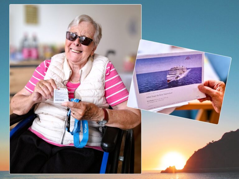 Collage zum Artikel "Reisefieber kennt kein Alter" mit der Protagonistin im Mittelpunkt